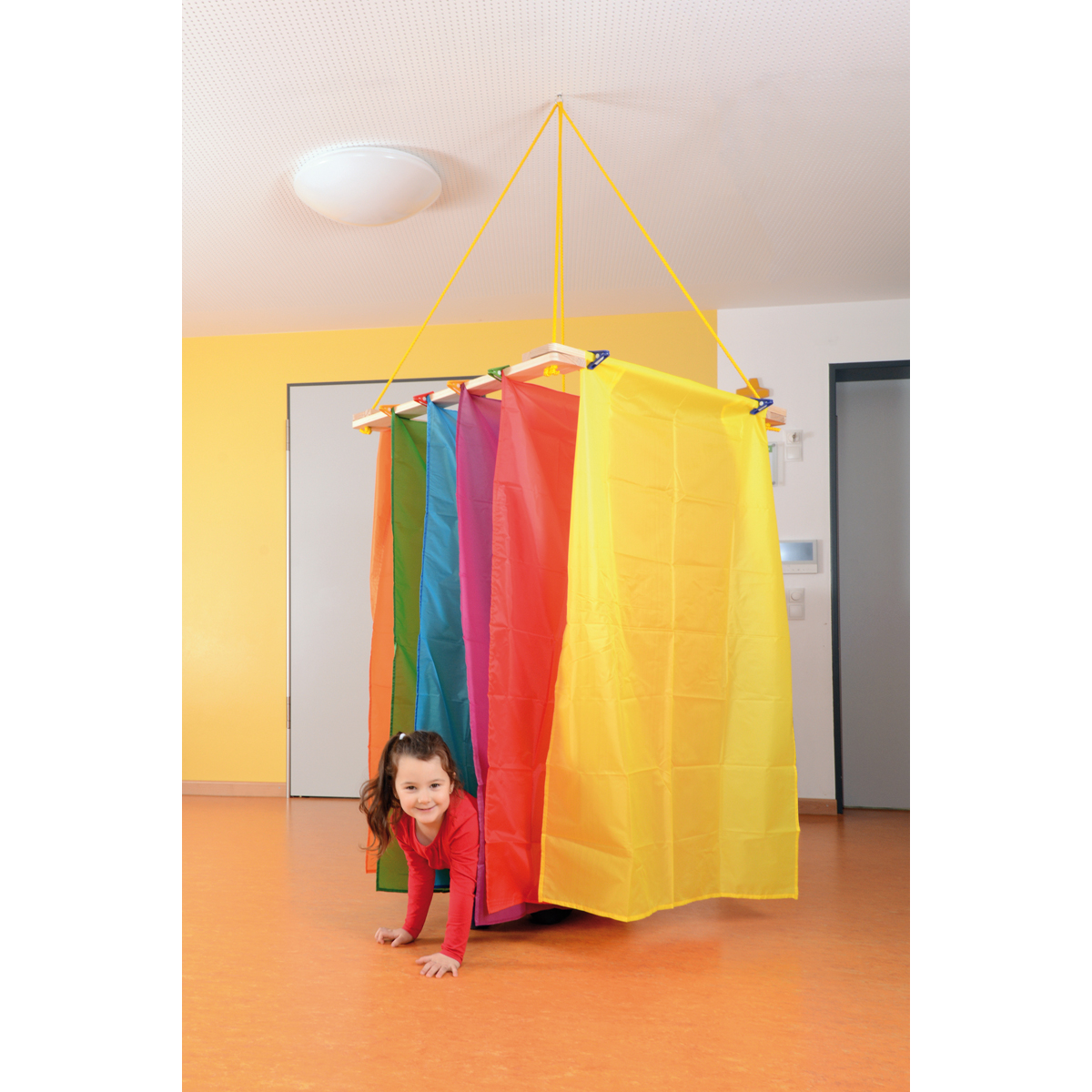 Hängezeltrahmen, 4 teiliges Massivholz, 100 x 100 cm, Seil 5 m