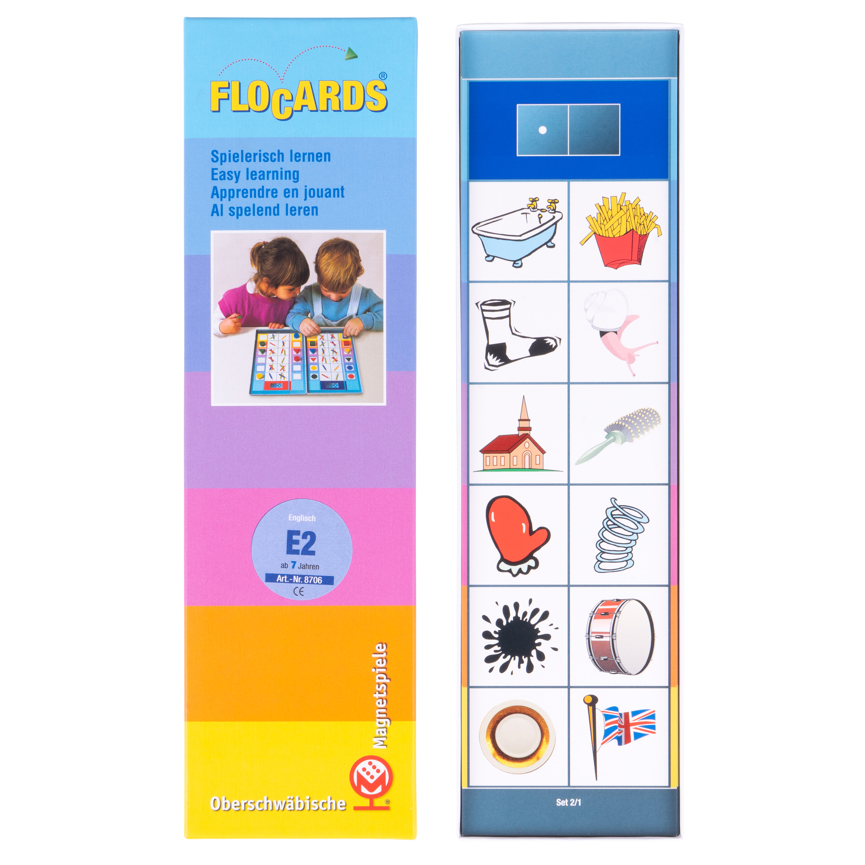 Lernkarten, Flocards Grundschule, Englisch E2, englische Version, 24-teilig