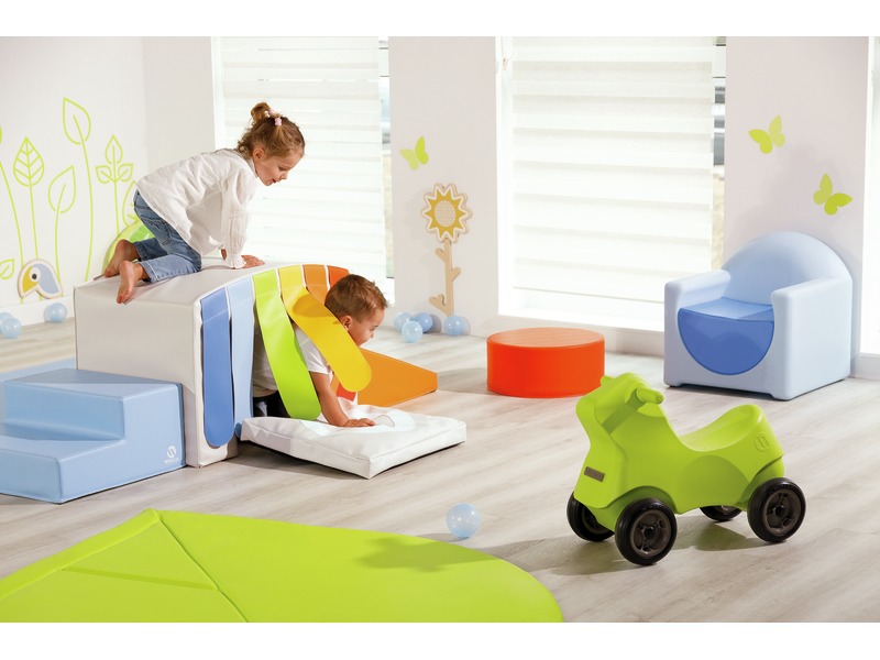 Krabbelbrücke Babimodule mit Vorhang aus Schaumstoff, ab 1 Jahr, elfenbein