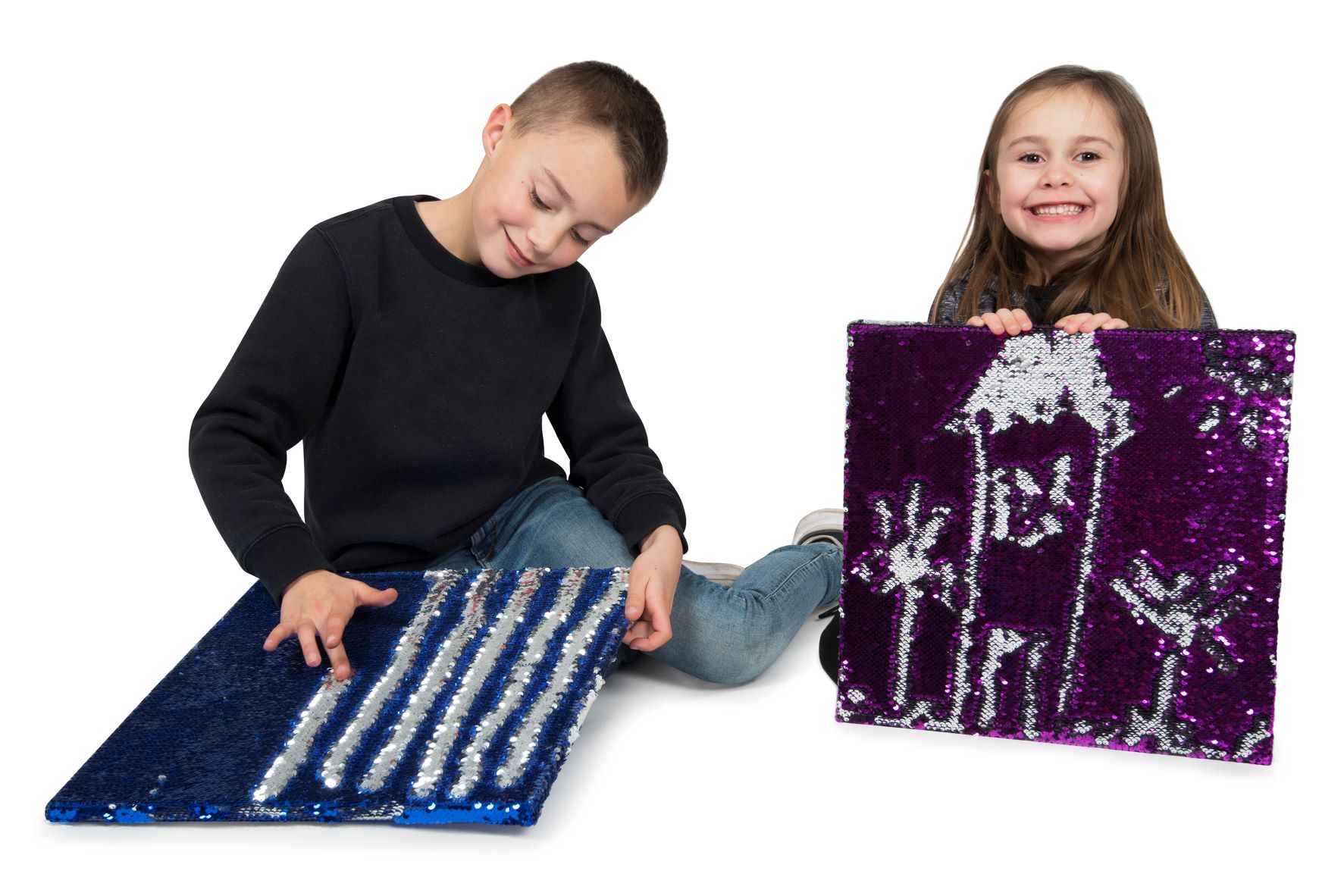 Sensorische Pailletten-Tafel, blau/silber