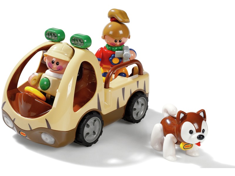 Spielfahrzeug Safari-Auto mit 2 Figuren und Hund, ab 1 Jahr