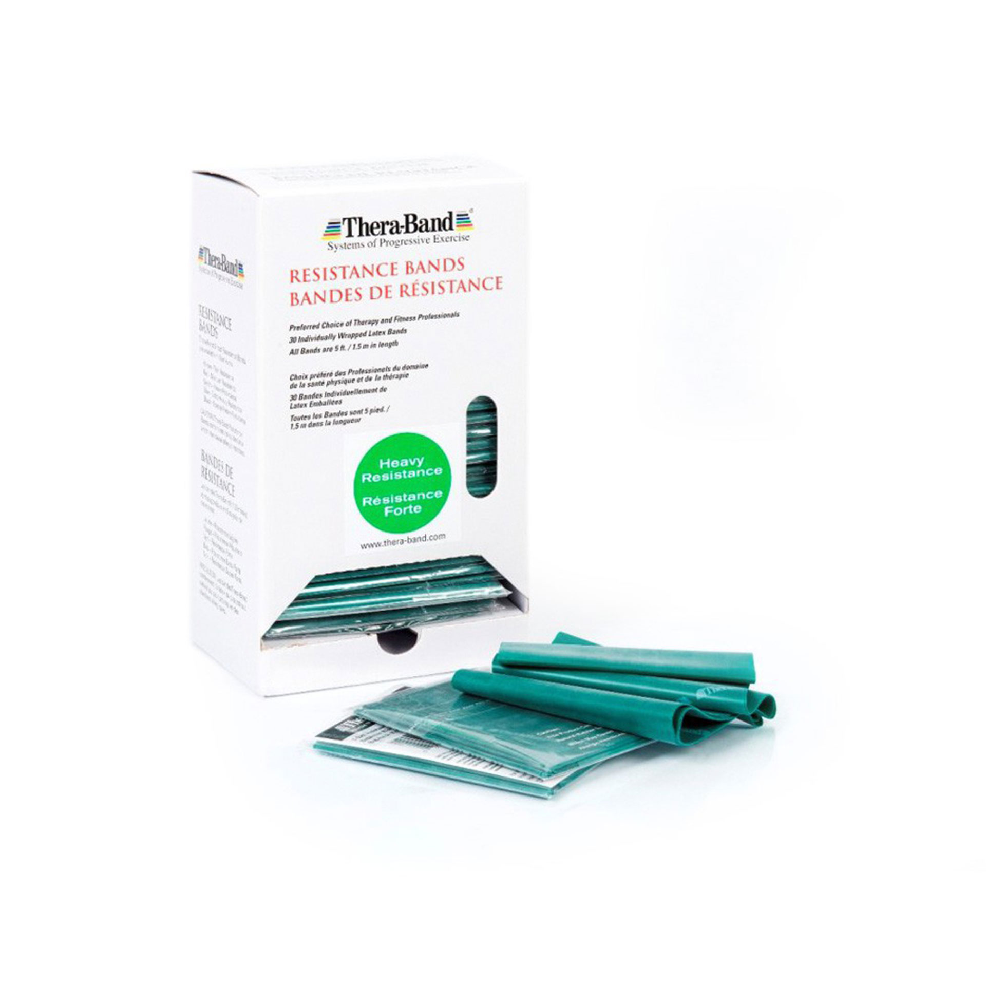 THERABAND Übungsband Dispenser 30 St. x 1,50 m, stark / grün
