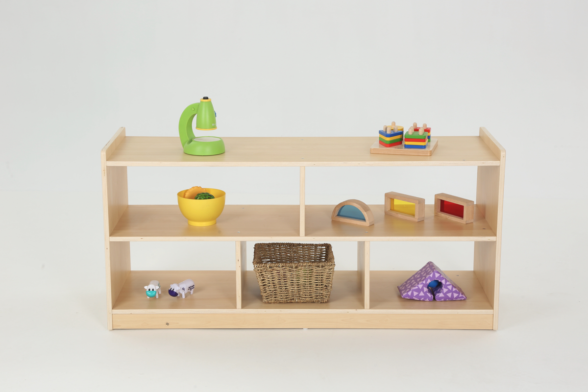 Kinder-Regal, Raumteiler, niedrig, Gerade, 5 Fächer, 120x39x57 cm, Ahorn
