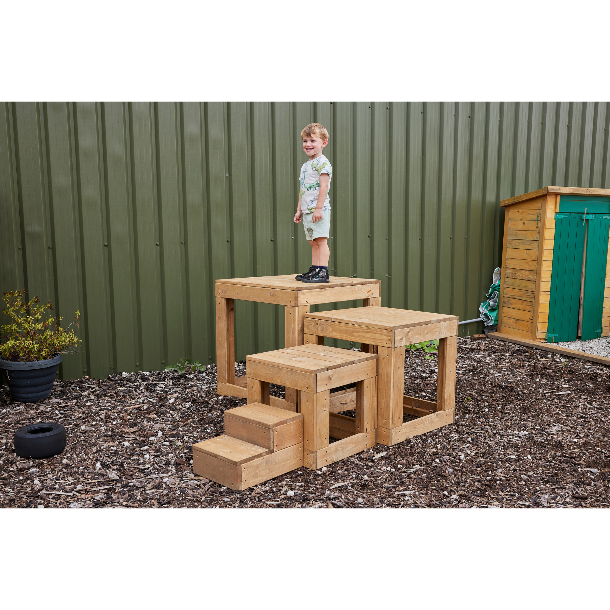 Treppe aus Würfeln, Klettern und Spielen, aus Holz, 4-teilig