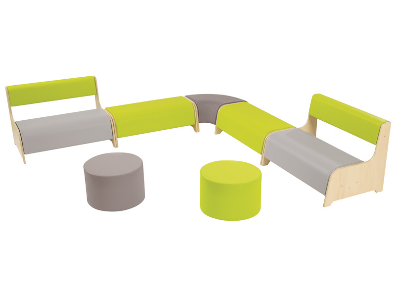 Sitzmöbel Silva Großer Ecksitz aus Schaumstoff, 7 Elemente, hellgrün