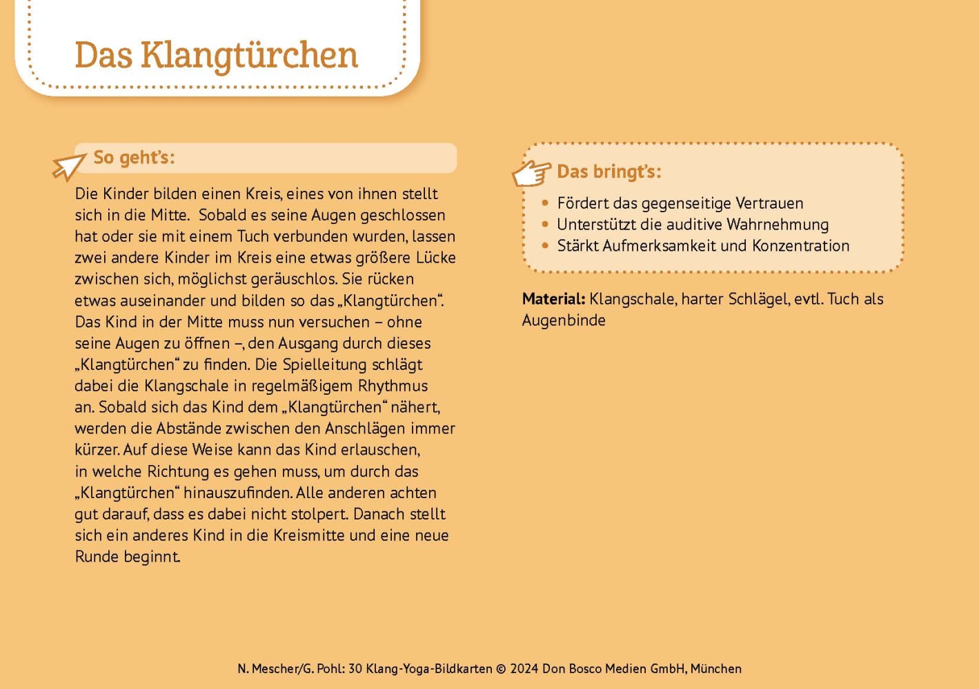 30 Klang-Yoga-Bildkarten, 4-10 Jahre