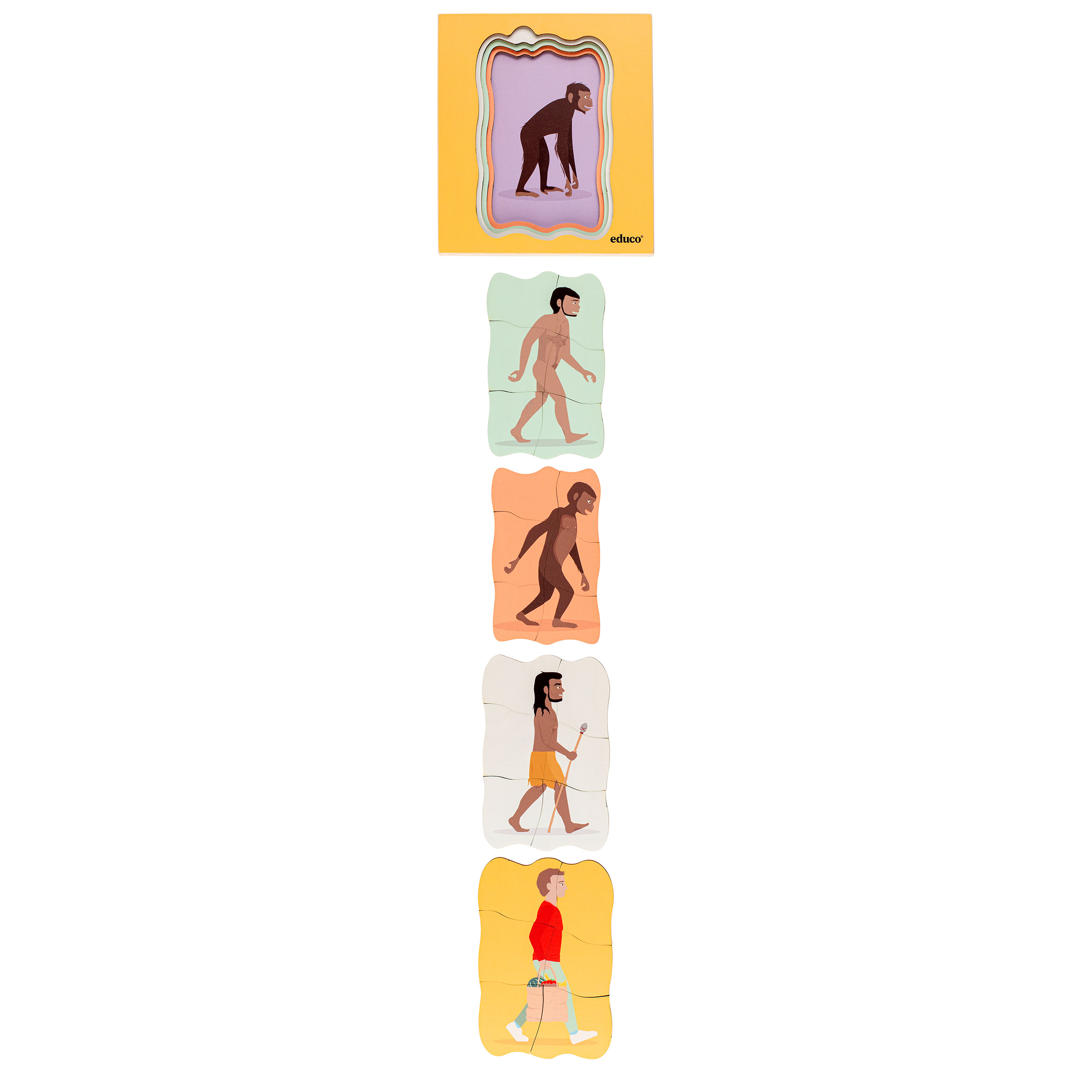 Evolution Menschheit – Schichtenpuzzle aus Holz, 24 Teile