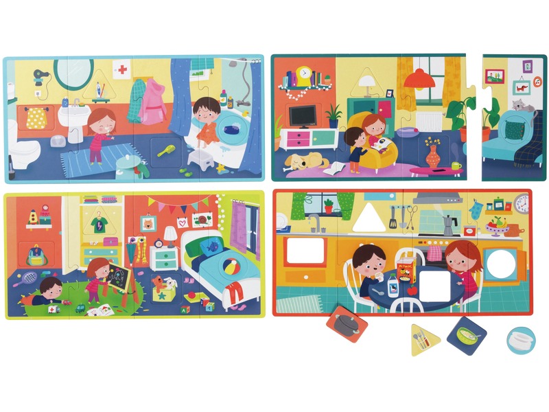Puzzle-Set Das Haus, 4 Puzzles mit je 8 Teilen, ab 3 Jahren
