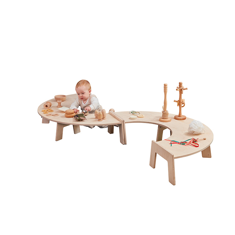 Baby-Spieltisch, Halbkreis, aus Holz, 2er Set