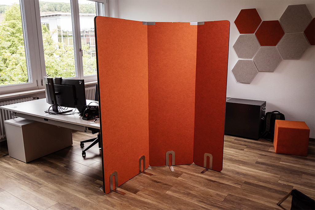 Lärmschutz Akustik-Trennwand Orange, 180x60 cm, soni STELLWAND