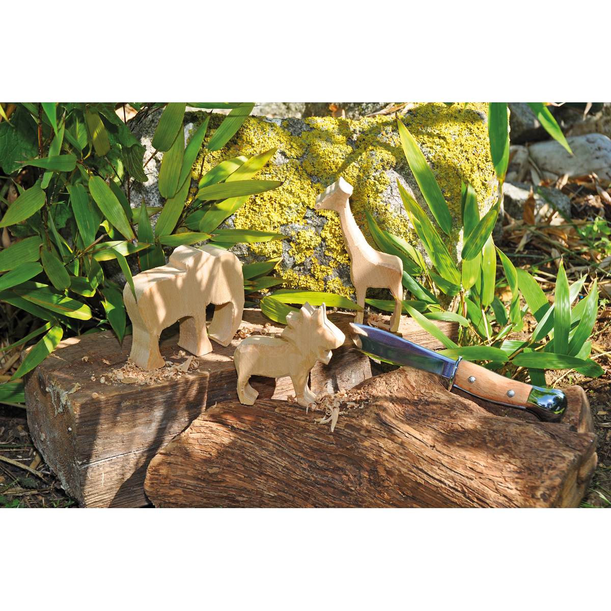 Schnitzholz Zootiere 3er Set, Lindenholz Rohlinge, Elefant 9 x 8 x 2,3 cm