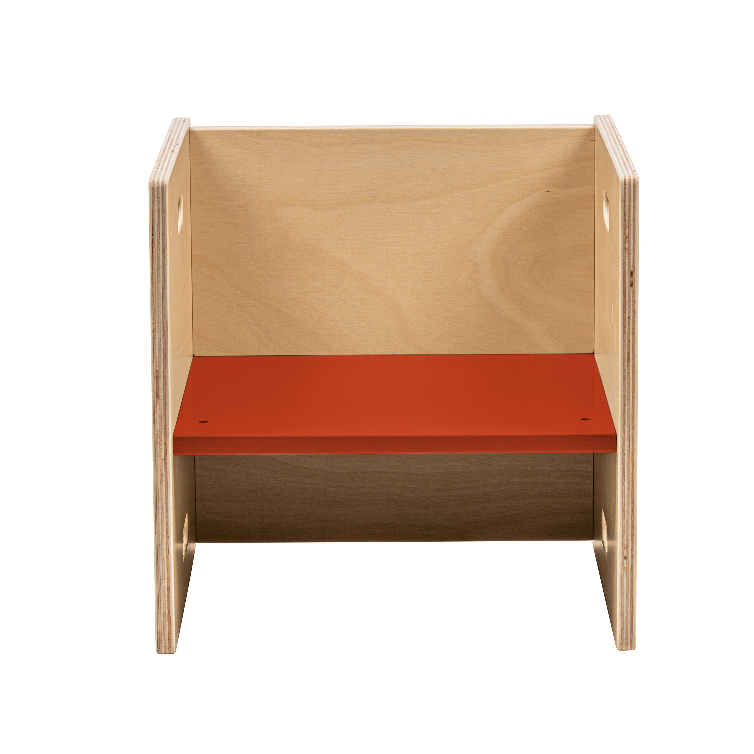 Kubenstuhl 36 x 36 cm, Indischrot – Stuhl mit 2 Sitzhöhen