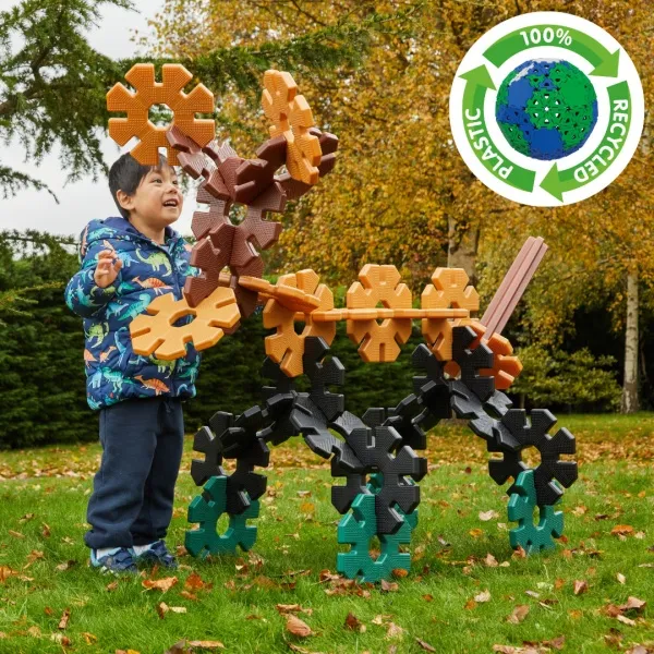 Große Steckblumen, Giant Polydron Octoplay, Starterset, Natural Colors, 21 Teile, aus Recyclingkunststoff, für Kinder