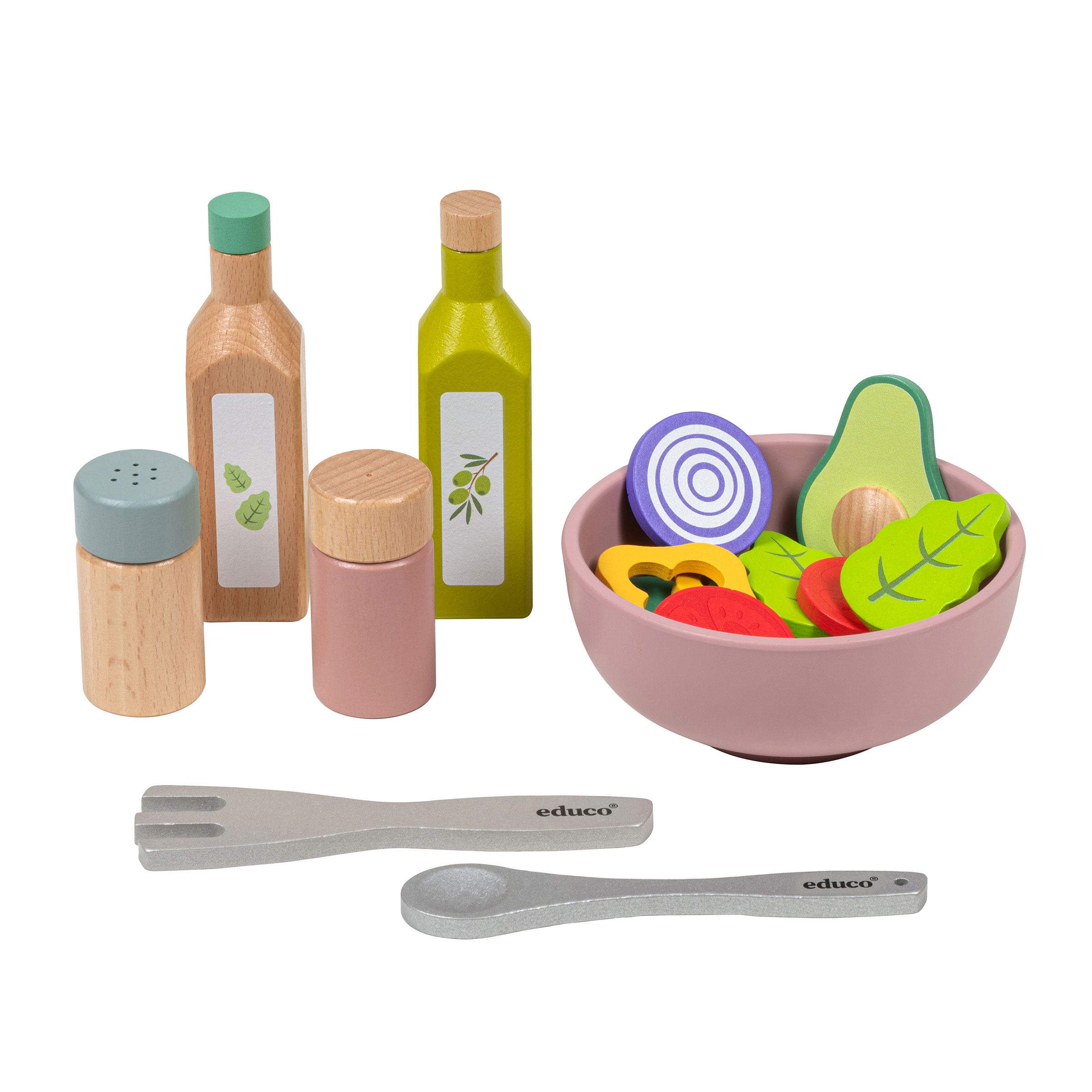 Salatset für die Kinderküche, 19-teilig, Holz