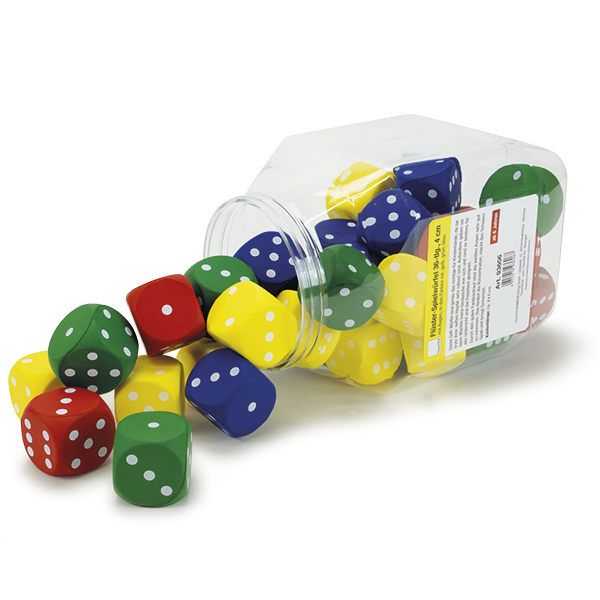 Flüsterwürfel Set, 36-tlg., 4 x 4 cm, mit Augen, Schaumstoff, in Dose