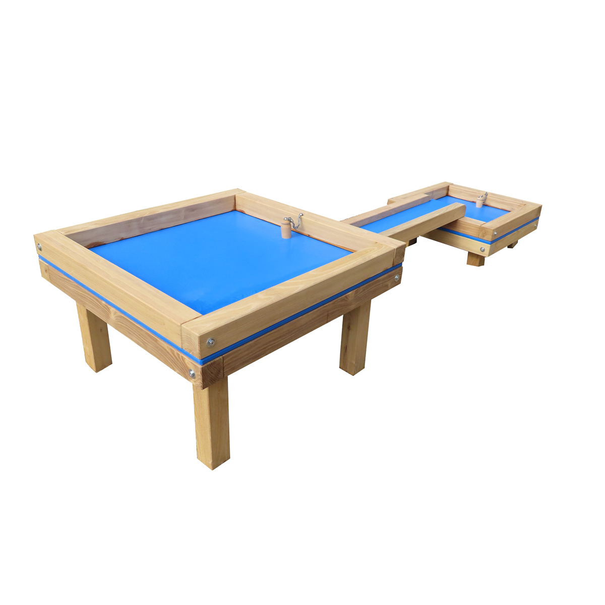 Matschtisch Kombi mit PE Boden, Tische 100 x 100 x 60 und 74 x 74 x 33 cm, ab 3 Jahre