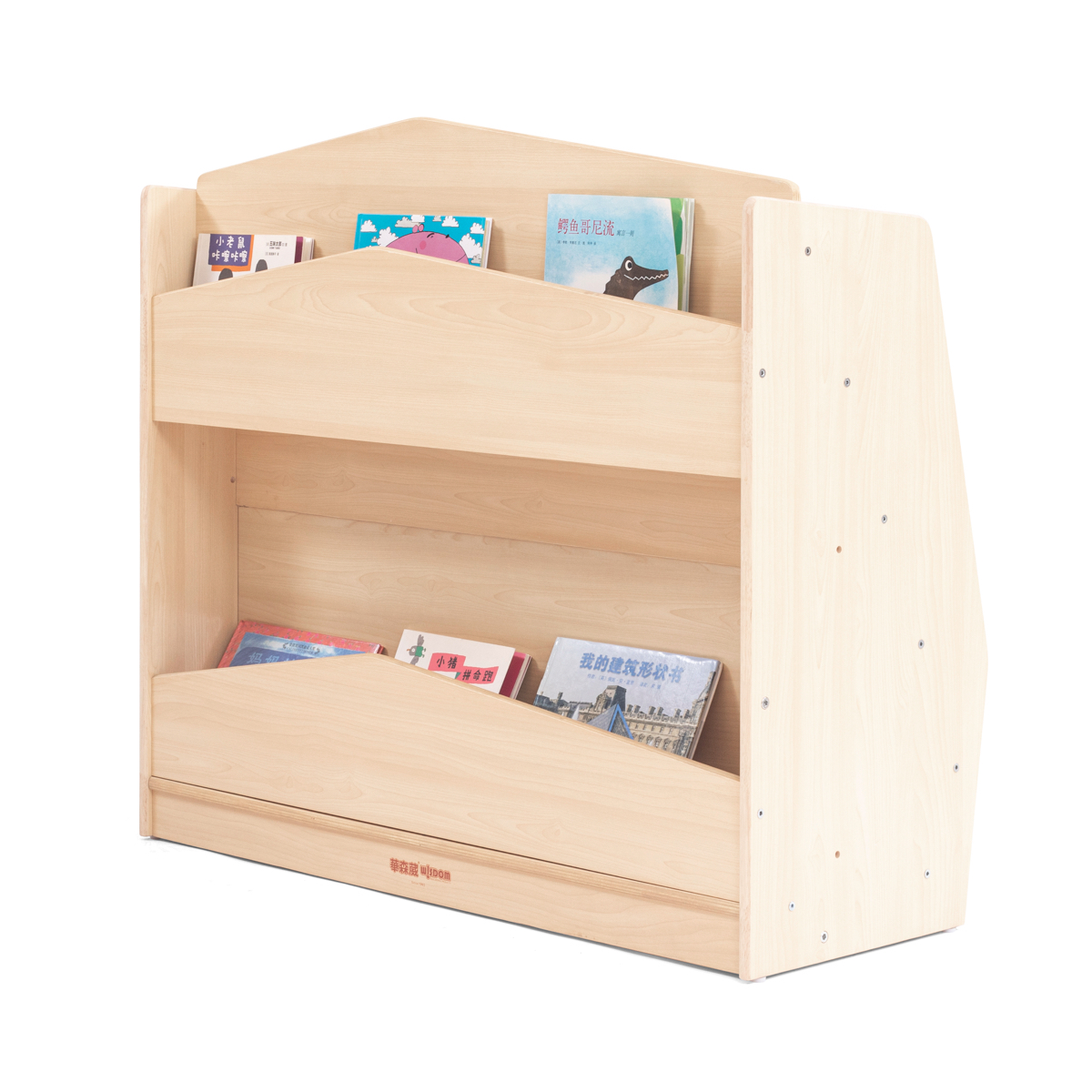 Kinder-Bücherregal, 4 Fächer, frontale Präsentation, 100x40x87 cm, Ahorn
