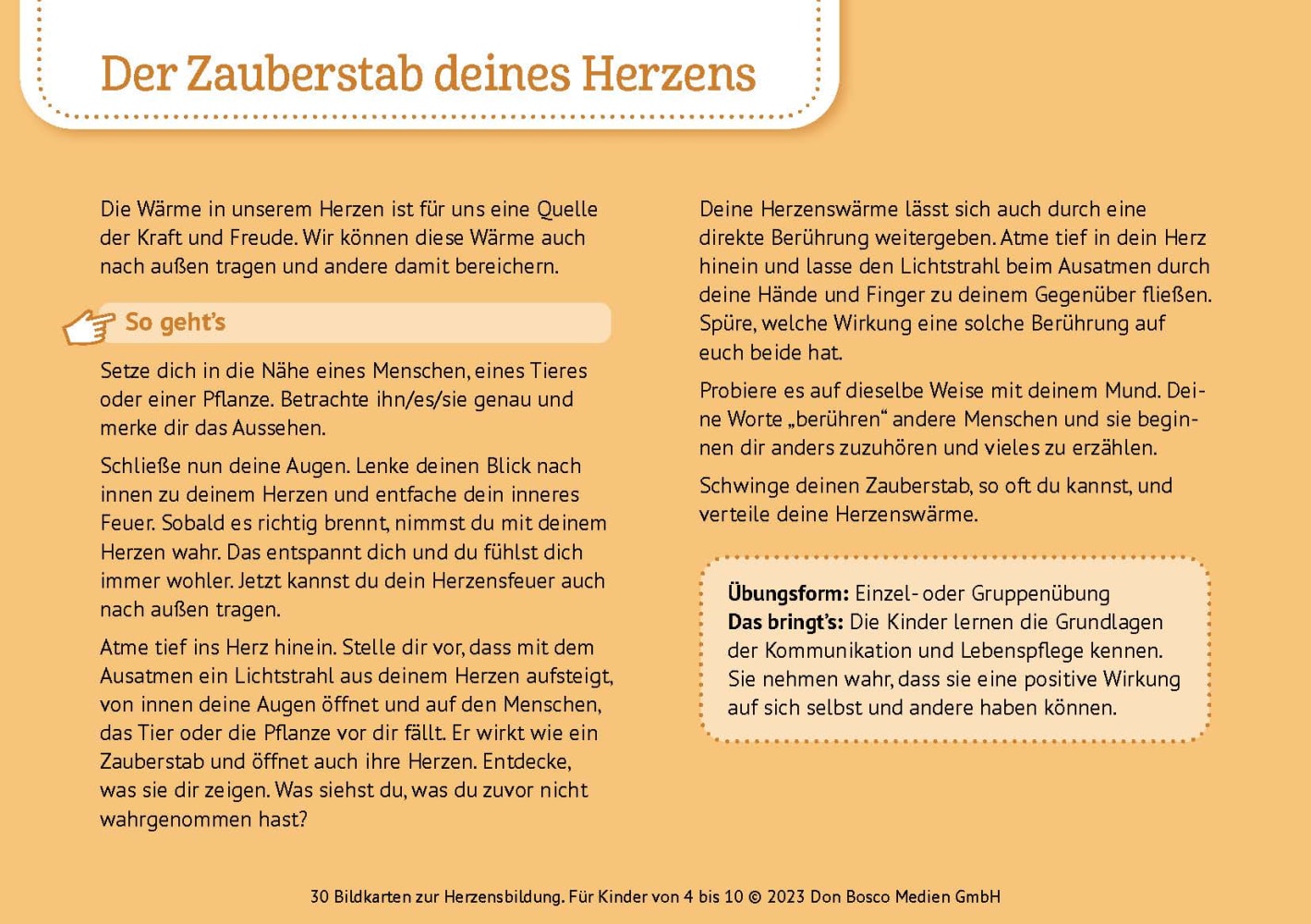 30 Bildkarten zur Herzensbildung, 4-10 Jahre