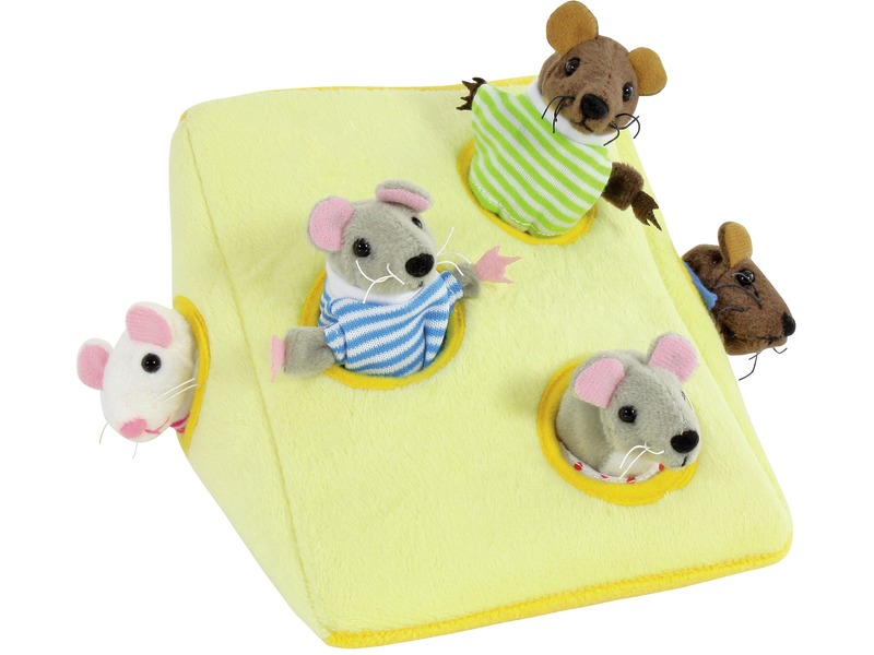 Handpuppen-Set Familie Maus zum Versteckspielen, Käse und 5 Mäuse, ab 1 Jahr