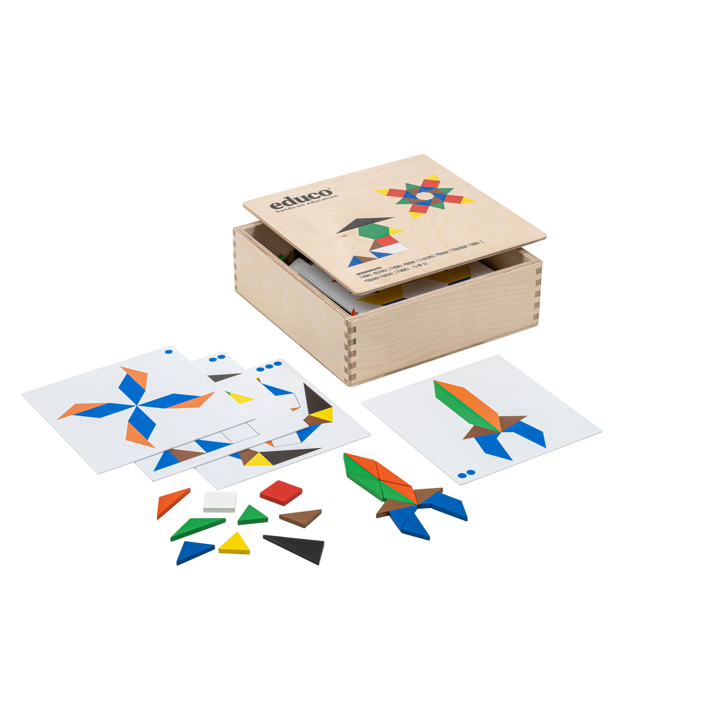 Fröbel-Mosaikspiel – Legespiel mit Musterkarten, Holz