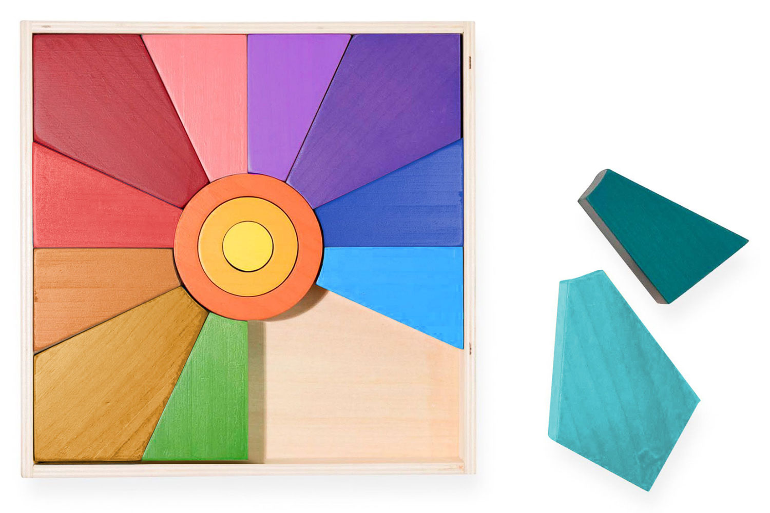 Holzbausteine-Set, Sortierspiel Sonnen-Tangram, bunt, 17-teilig