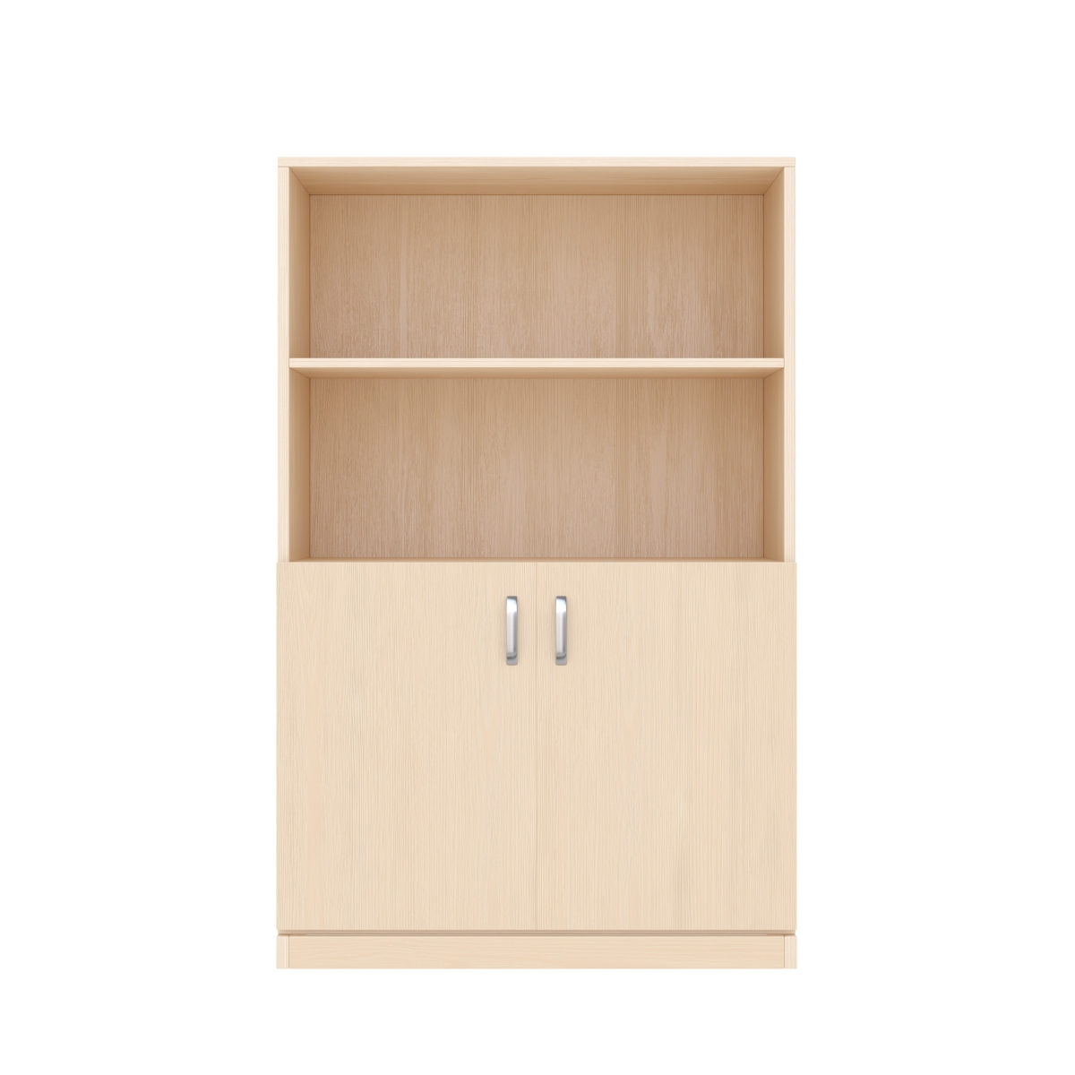 Regalschrank, mittelhoch, 2 Türen, 2 Fächer, mit Holzsockel, 80x39x120 cm, Ahorn