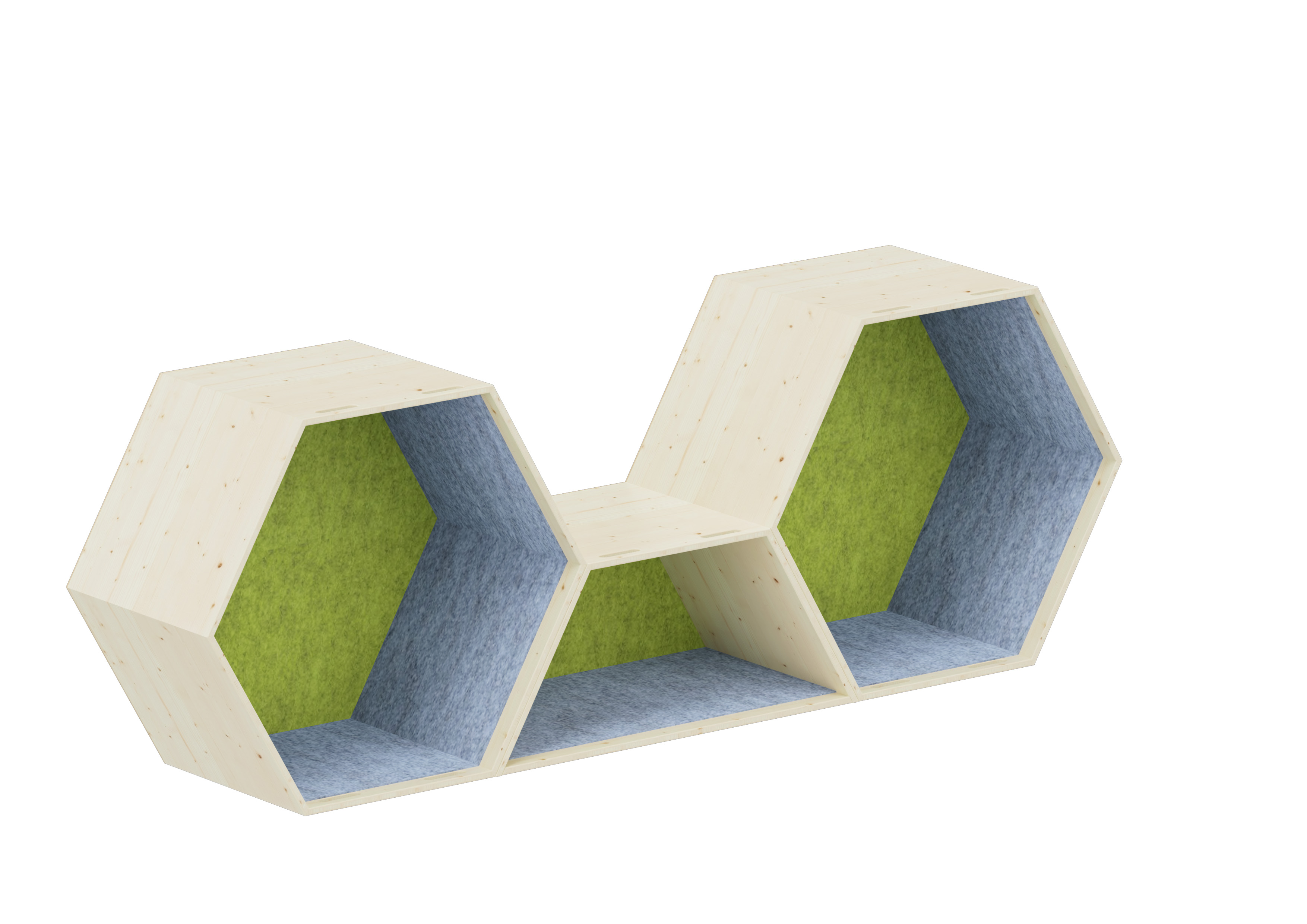 Lernwabe® Flip Set M: 2 ganze + 1 halbe Wabe Größe M, Seiten hellblau, Rückwand hellgrün