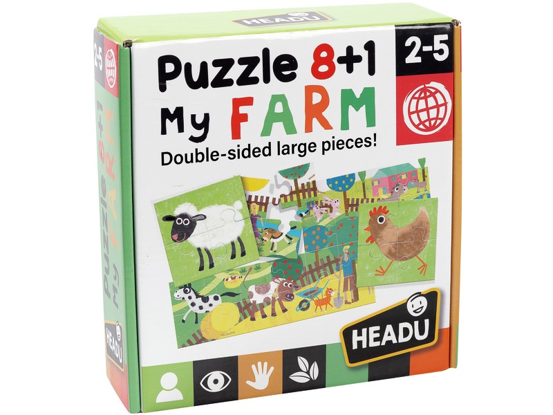 Puzzle 8-in-1 Bauernhof, Wendepuzzle aus Pappe, ab 2 Jahren