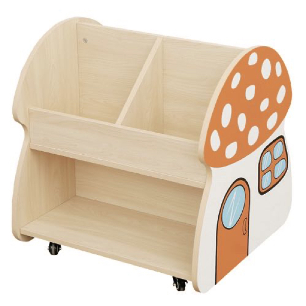 Kinder-Bücherwagen, Pilz, mit Rollen, 60x58x61 cm