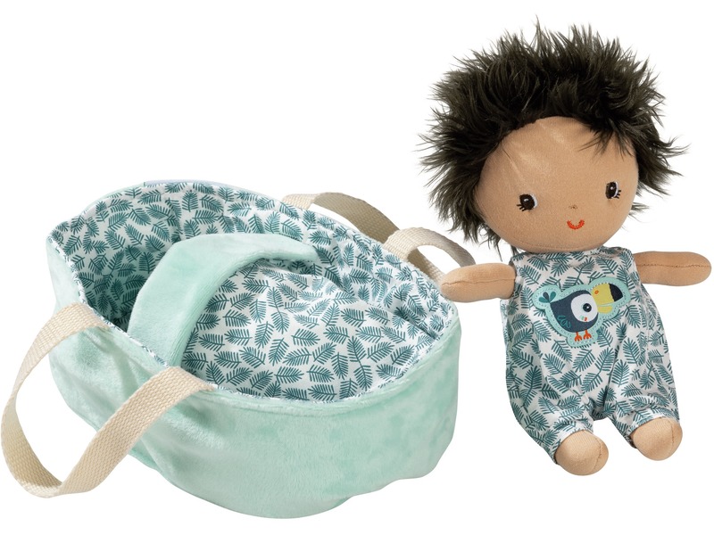 Babypuppe Ari mit Tragetasche und Decke aus Stoff, ab 1 Jahr