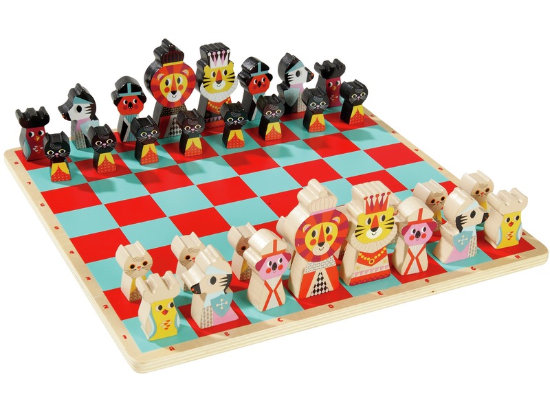 Erstes Schachspiel aus Holz mit Spielbrett und 32 Figuren, ab 6 Jahren