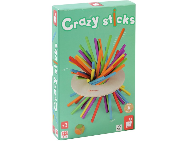 Geschicklichkeitsspiel Crazy Stick aus Holz mit 36 Stäben, ab 3 Jahren