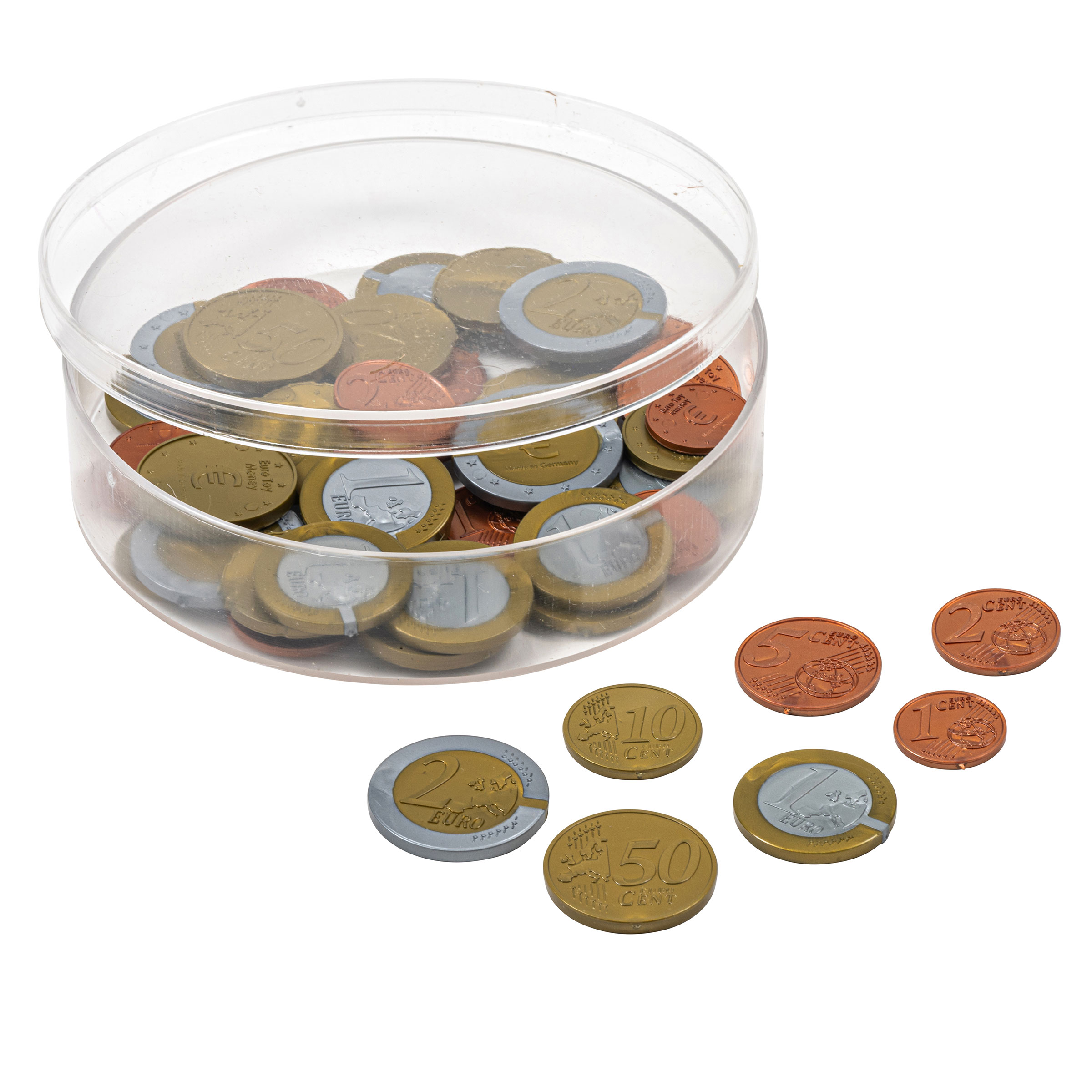 Euro-Spielgeld Münzen-Set klein, 50 Stück, waschbar