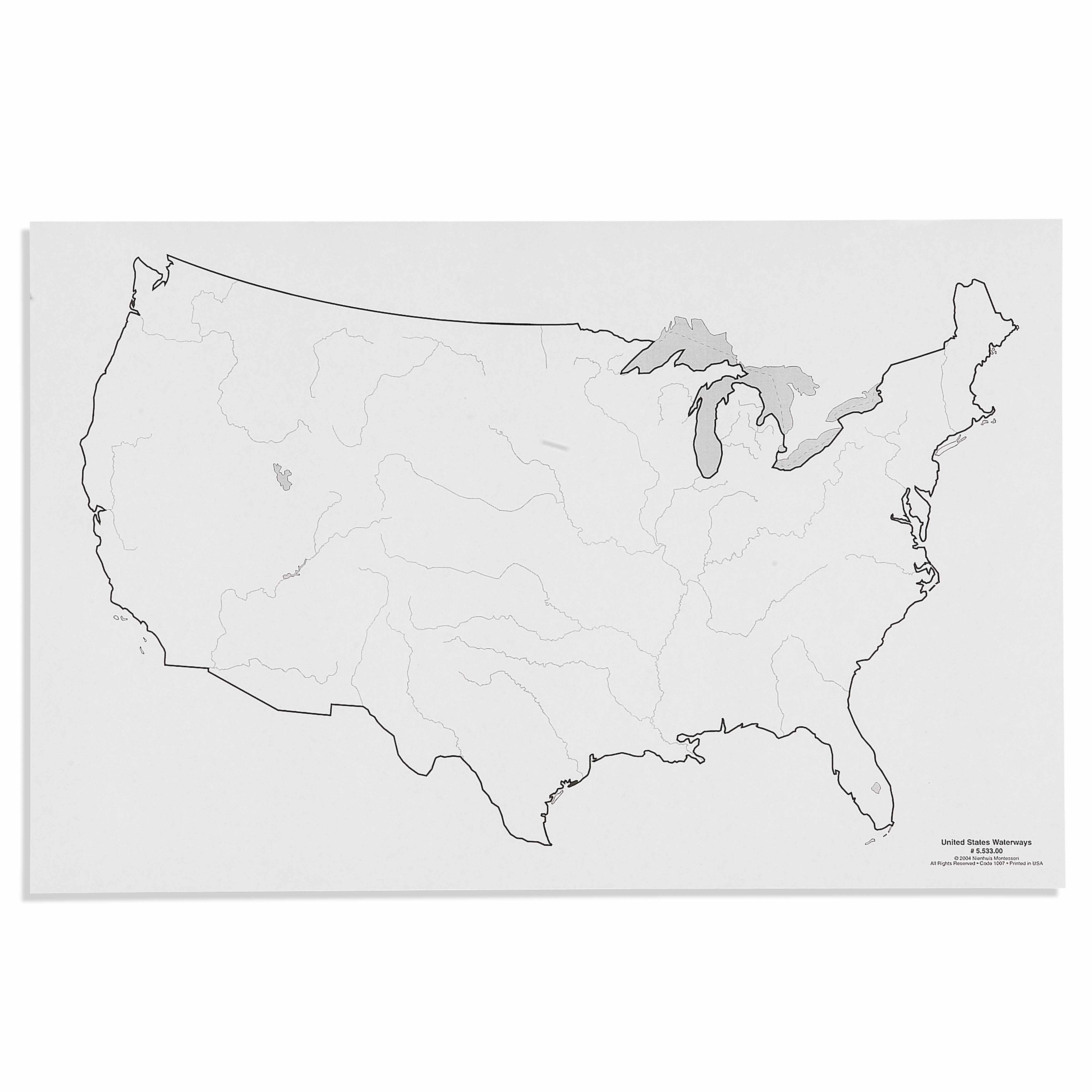 Vereinigte Staaten von Amerika: Seen und Flüsse (50 St) - Montessori Geographie