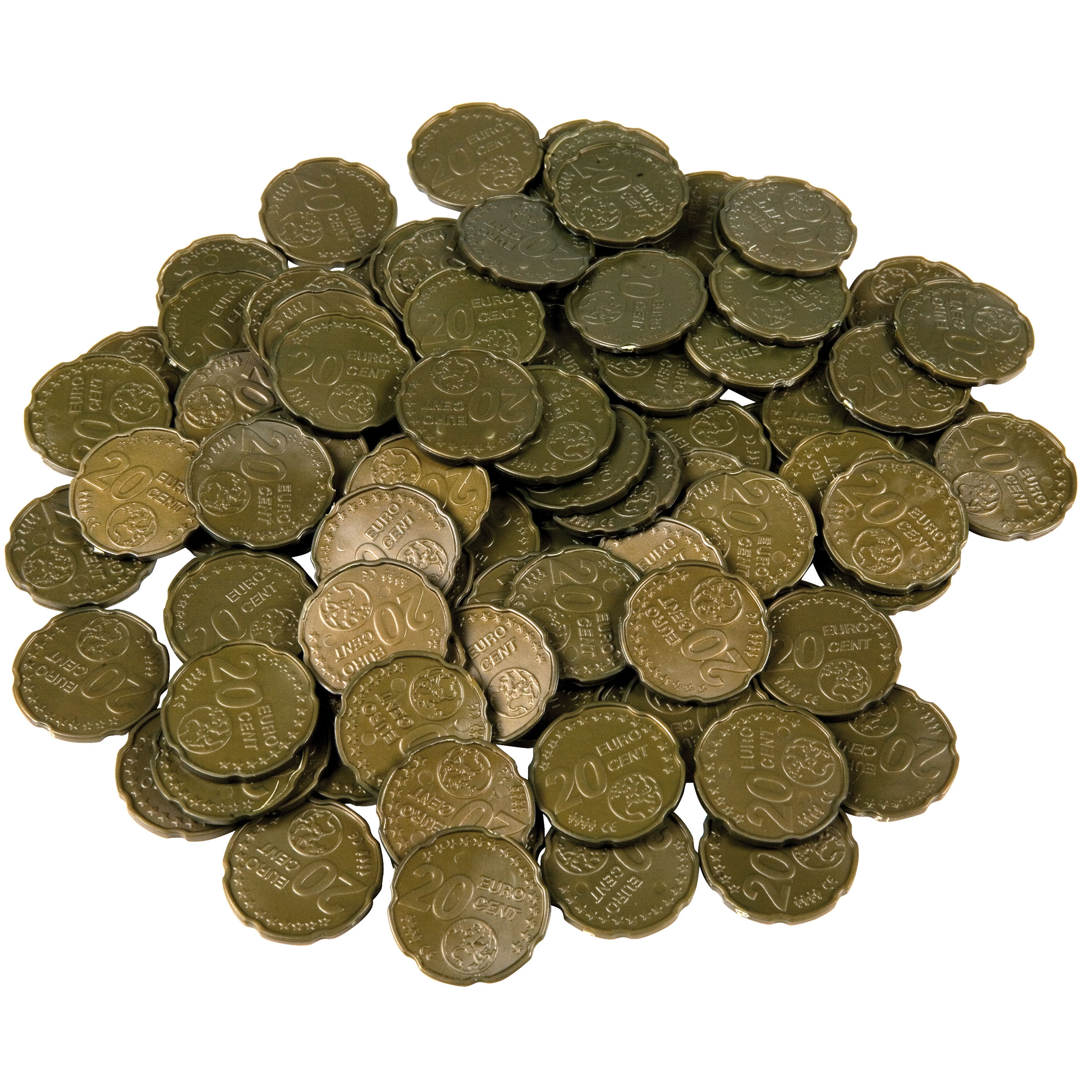 Euro-Spielgeld 20-Cent-Münzen, 100 Stück, waschbar