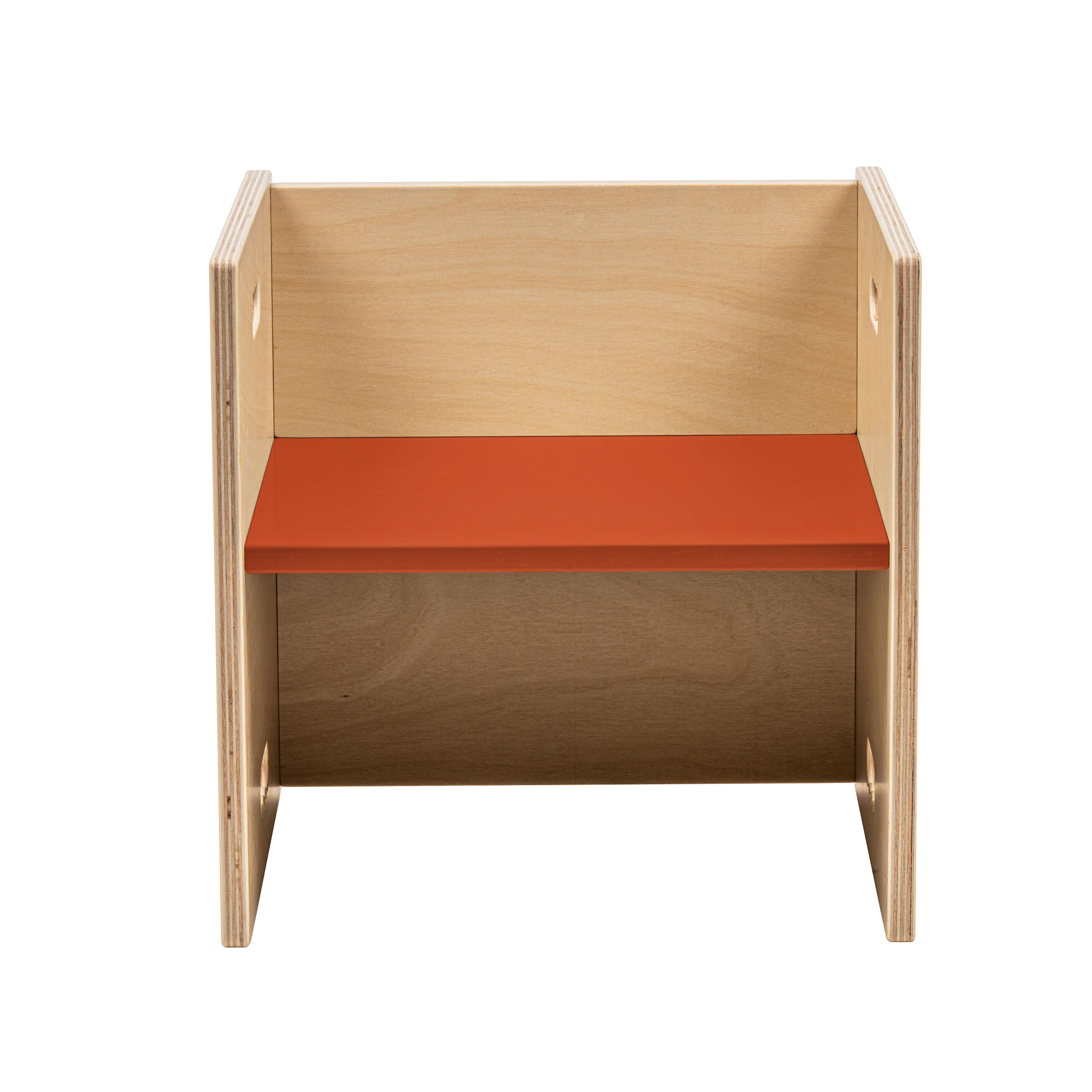 Kubenstuhl 36 x 36 cm, Indischrot – Stuhl mit 2 Sitzhöhen