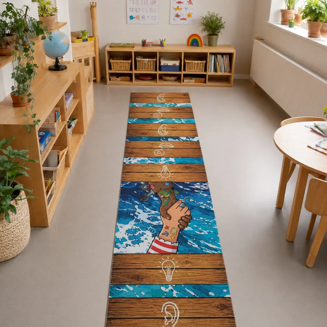 Streitschlichtungs-Teppich, Friedensbrücke zur Konfliktlösung, ohne Text für Kita, Pirat, 50 x 240 cm