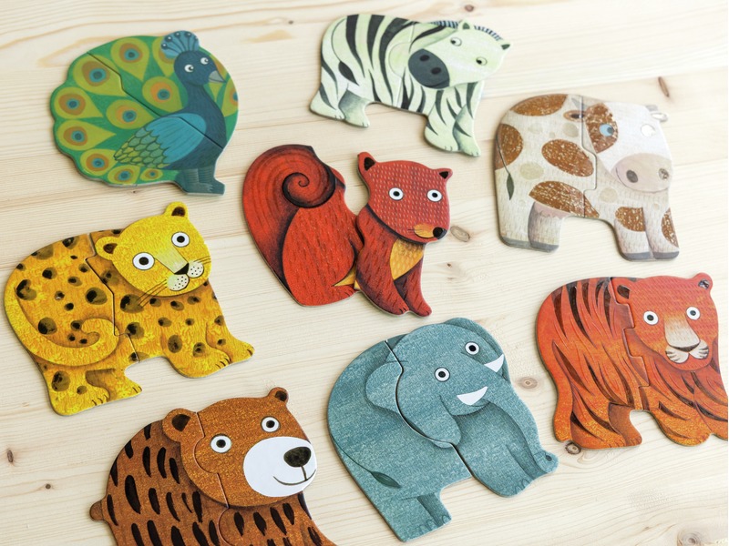 Tastpuzzles Tiere, 2-teilig, mit erhabenen Teilen, ab 2 Jahren