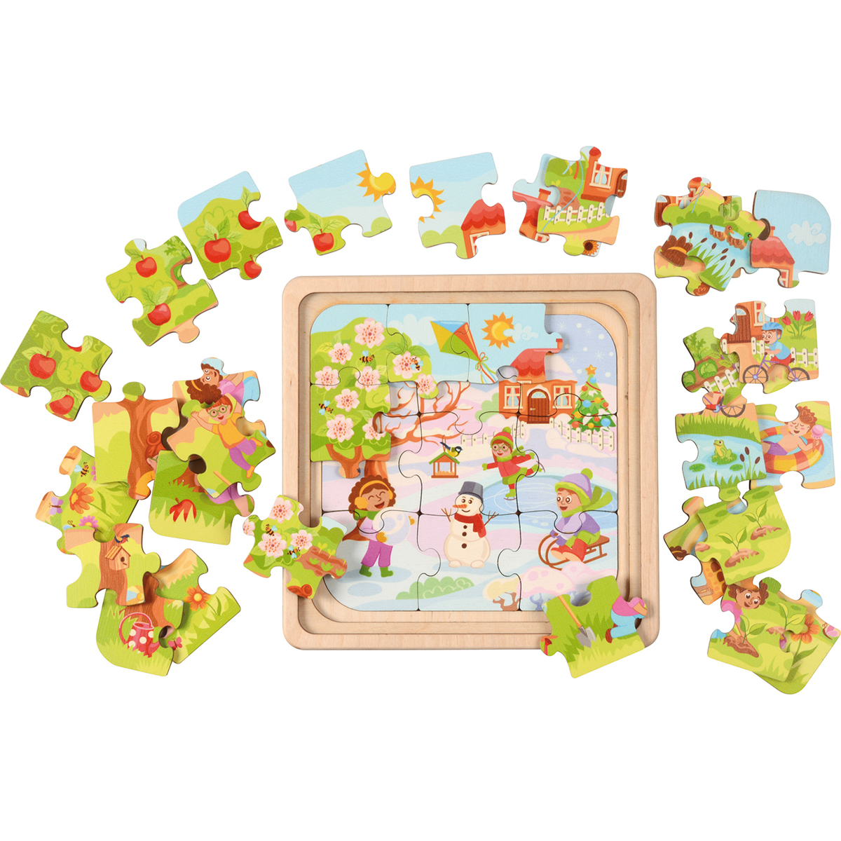 Lebenszyklen Puzzle Jahreszeiten, 4 Schichten, 17 x 17 cm, ab 3 Jahre