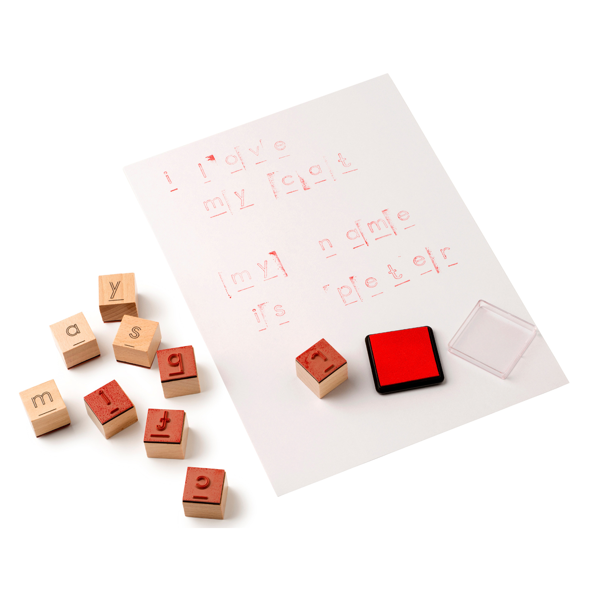 Buchstabenstempel 26er Set, inkl. schwarzes und rotes Stempelkissen