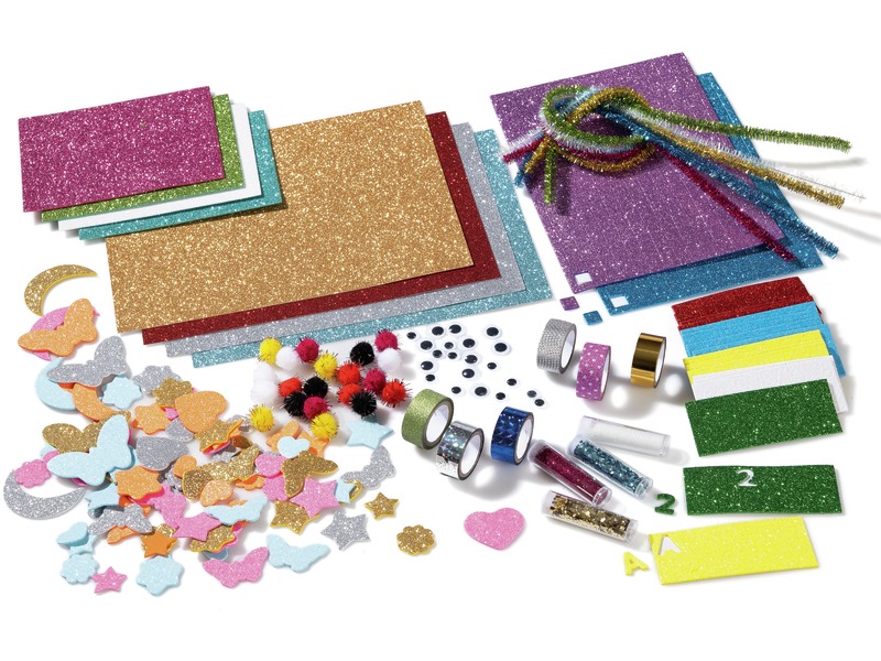 Bastelset Kreativ-Box Glitter mit Moosgummi und Wackelaugen, ab 3 Jahren
