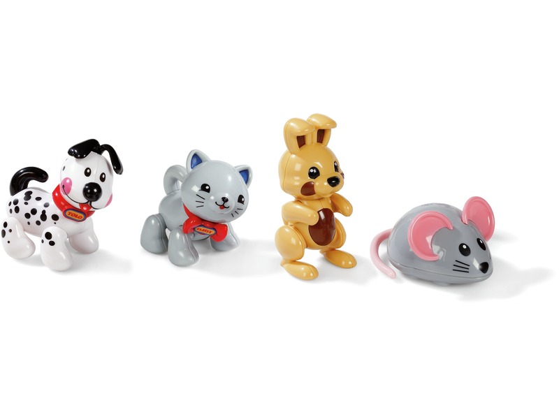 Spielfiguren Haustiere Hund, Katze, Kaninchen und Maus, 4 Tiere, ab 1 Jahr