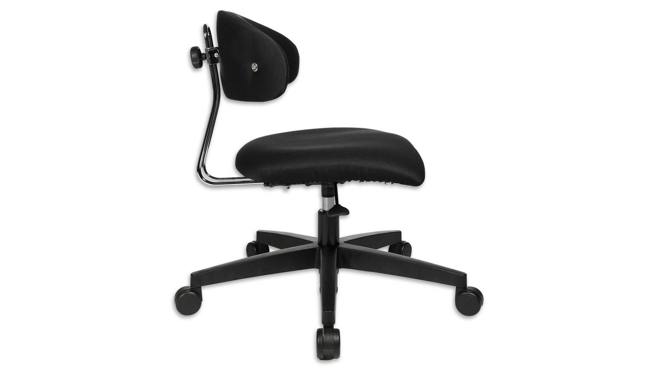 Topstar KIHO Erzieherstuhl, 34-47 cm, Stoff schwarz, mit Hartbodenrollen