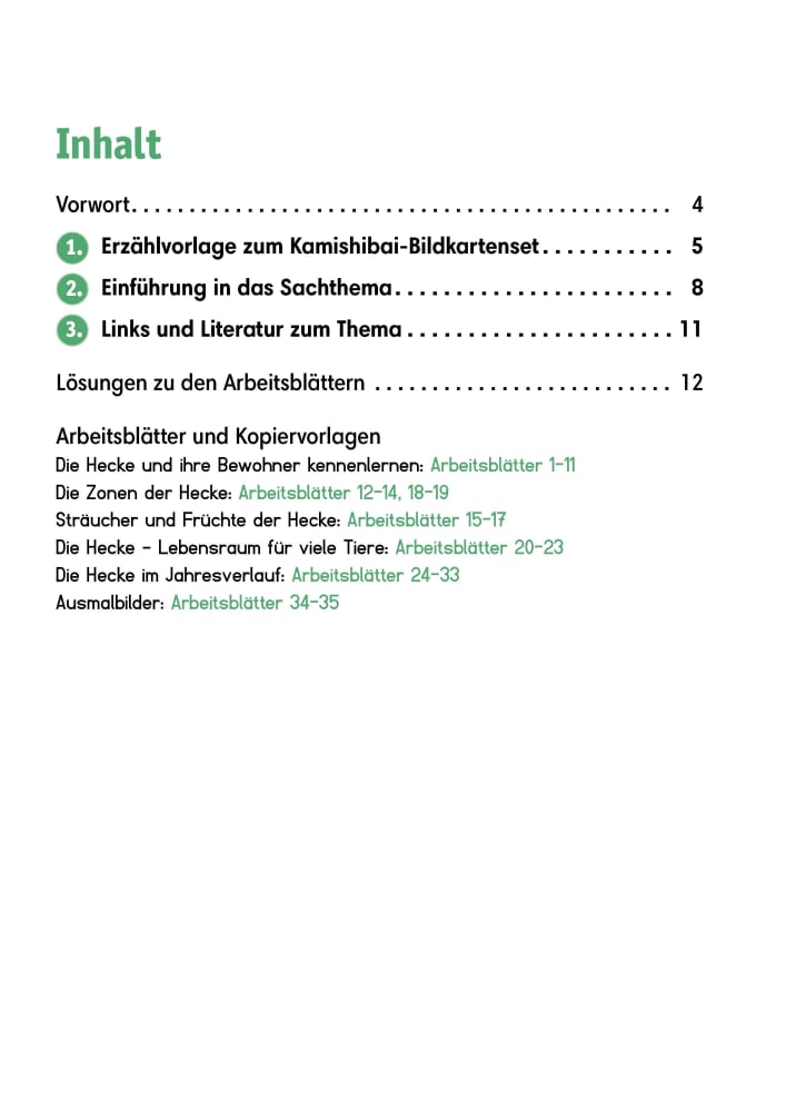 Arbeitsmaterial Die Hecke, 6-10 Jahre