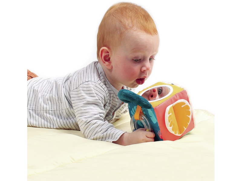 Baby-Stoffwürfel Tropen mit Rassel, Spiegel und Beißring, ab 3 Monaten