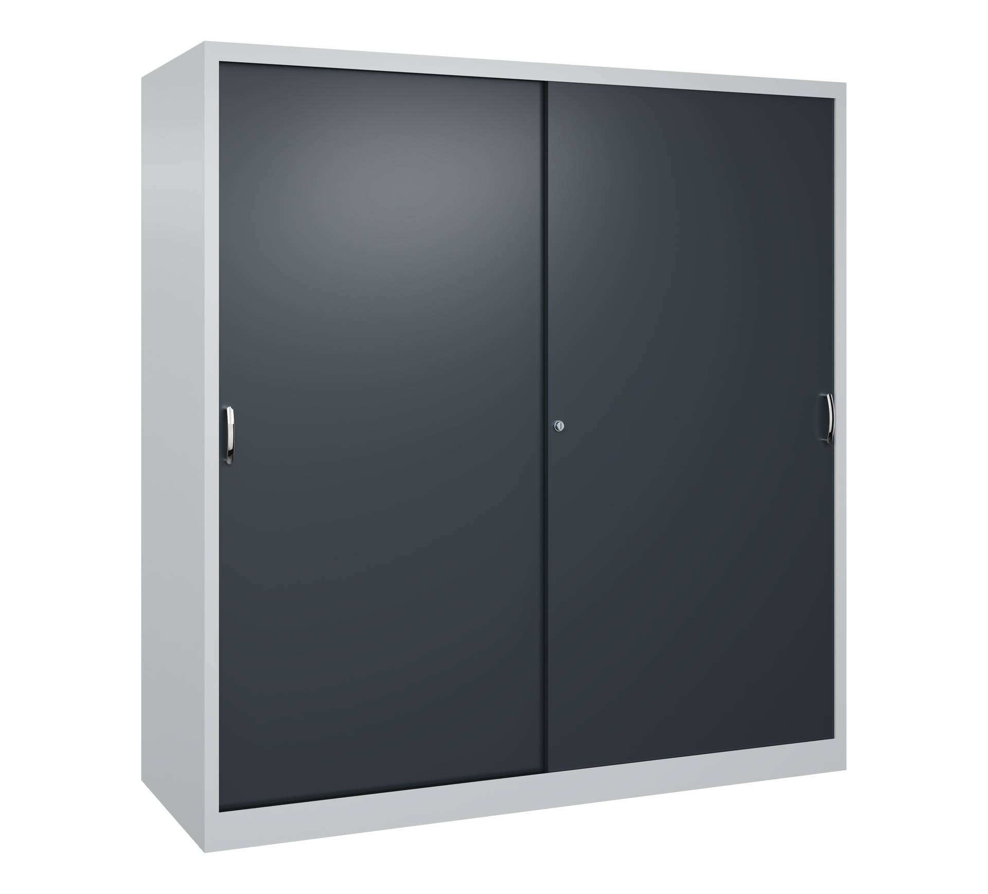 C+P Sportgeräteschrank mit Schiebetüren und 4 Einlegeböden, 1950 x 1900 x 600 mm, lichtgrau/anthrazitgrau