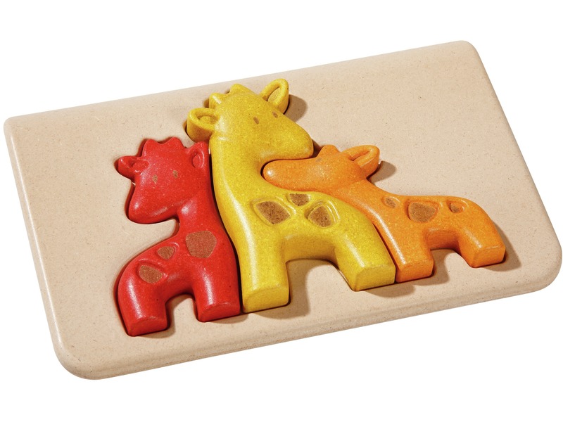 Ökologisches Steckspiel Giraffen, Farben und Größen, 3 Teile, ab 18 Monaten