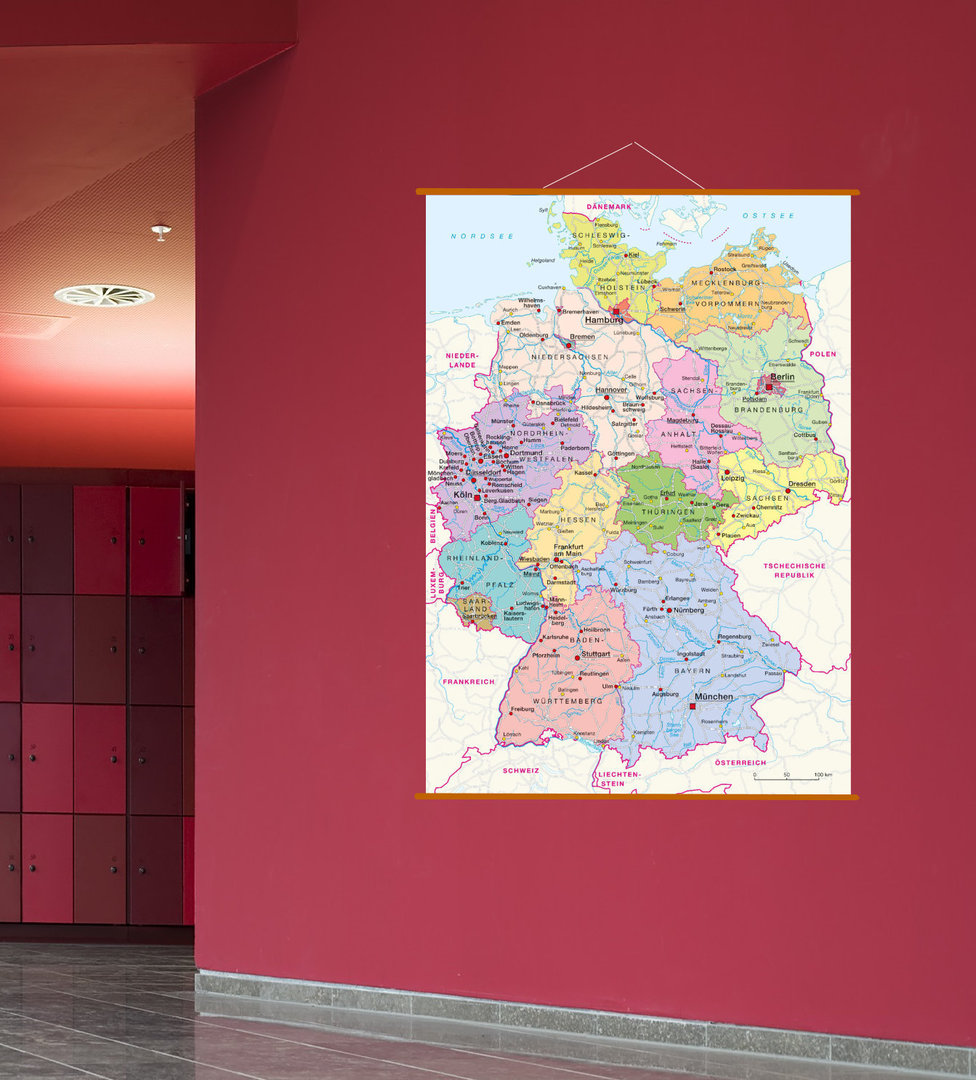Leinenkarte in Schulausführung, Deutschland politisch