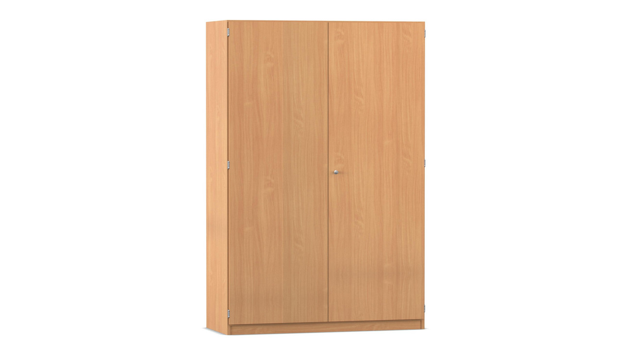 Flexeo® Garderobenschrank mit einer Garderobe und 6 Fächern, Buche dunkel, 50 cm Tiefe, mit Schloss