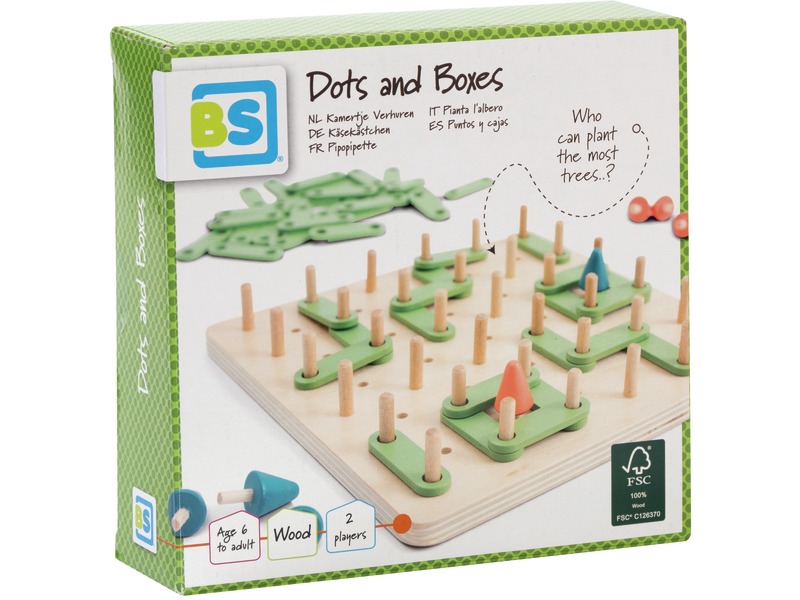 Strategiespiel Dots and Boxes aus Holz, Felder bilden, ab 6 Jahren